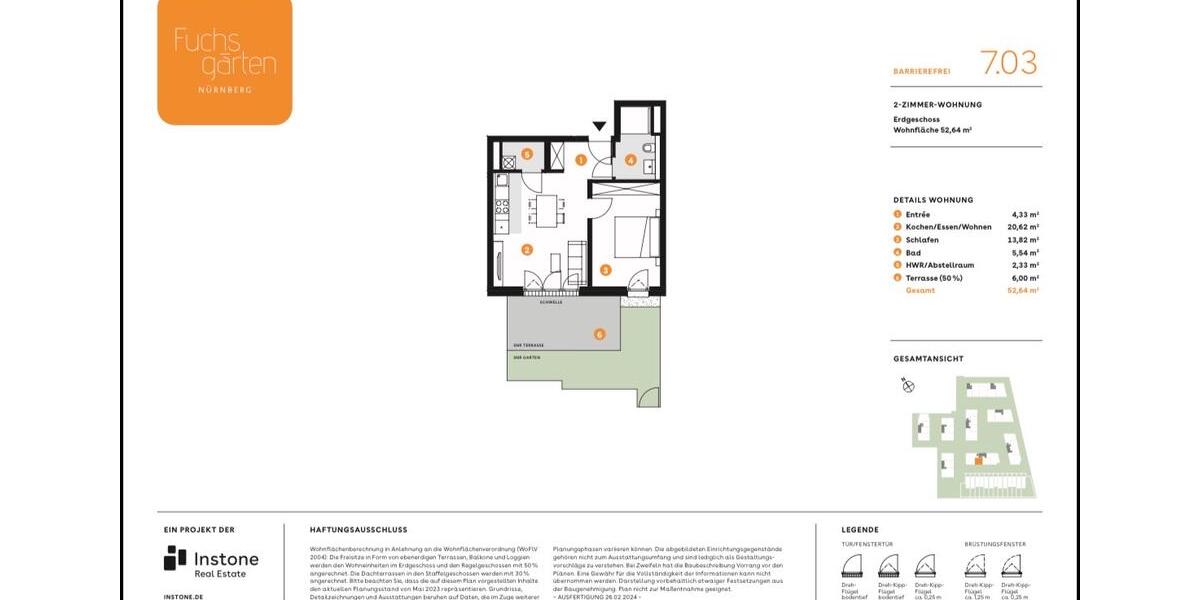 Erdgeschoßwohnung Nürnberg Almoshof - 2 Zimmer, 53 m&sup2;, 850&euro; | Angebot:25306313