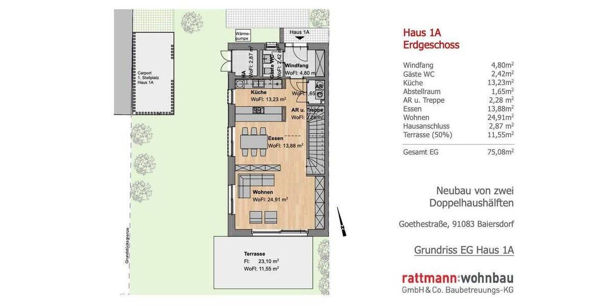 Doppelhaushälfte Baiersdorf - 6 Zimmer, 185 m&sup2;, 1.020.000&euro; | Angebot:25742497