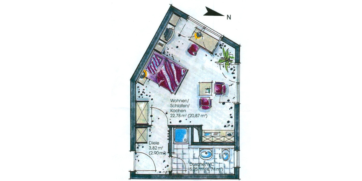 Etagenwohnung Erlangen Am Anger - 1 Zimmer, 32 m&sup2;, 530&euro; | Angebot:25960613