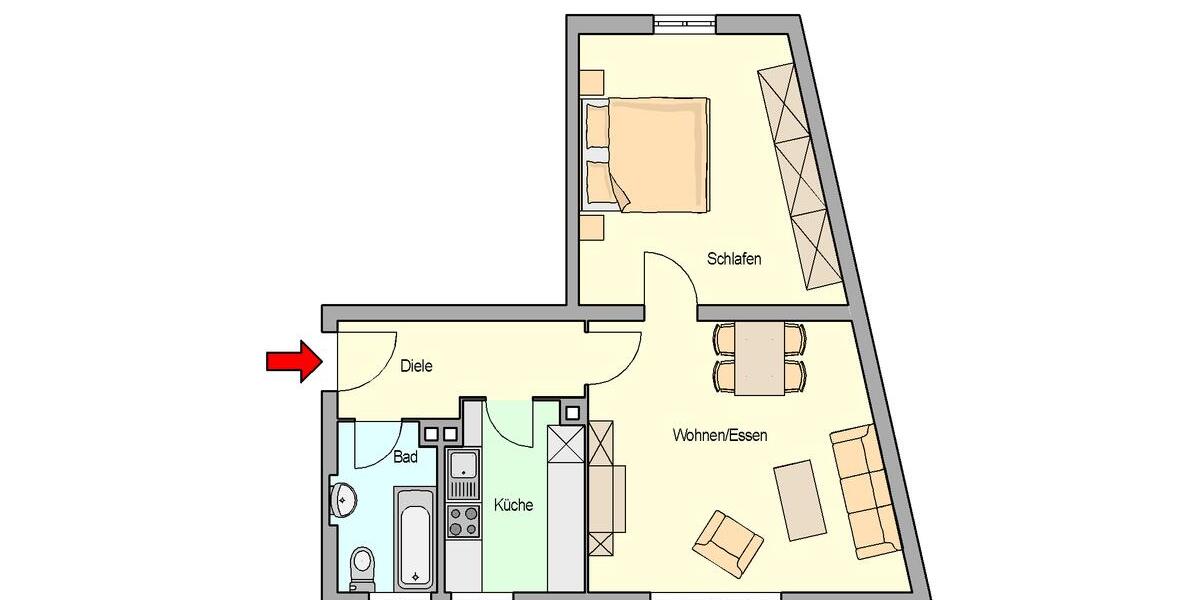 Etagenwohnung Nürnberg Hasenbuck - 2 Zimmer, 53 m&sup2;, 620&euro; | Angebot:25887611