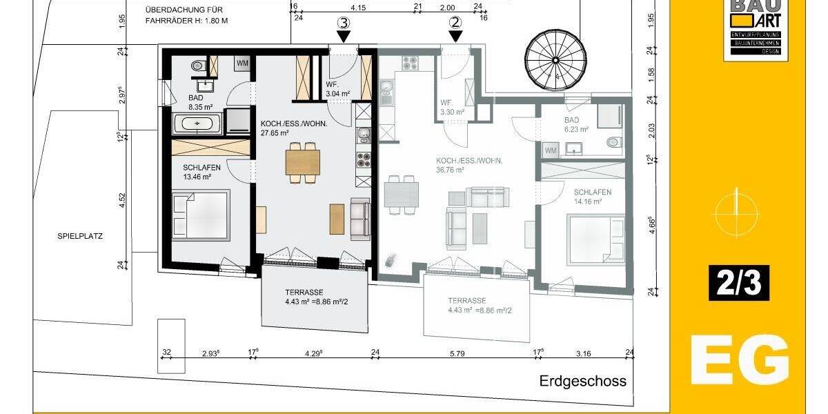 Etagenwohnung Nürnberg St Peter - 2 Zimmer, 56 m&sup2;, 369.800&euro; | Angebot:25741122