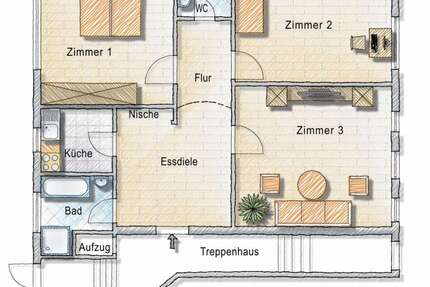 Wohnung Nürnberg Kleinweidenmühle - 3 Zimmer, 84 m&sup2;, 199.000&euro; | Angebot:21416279