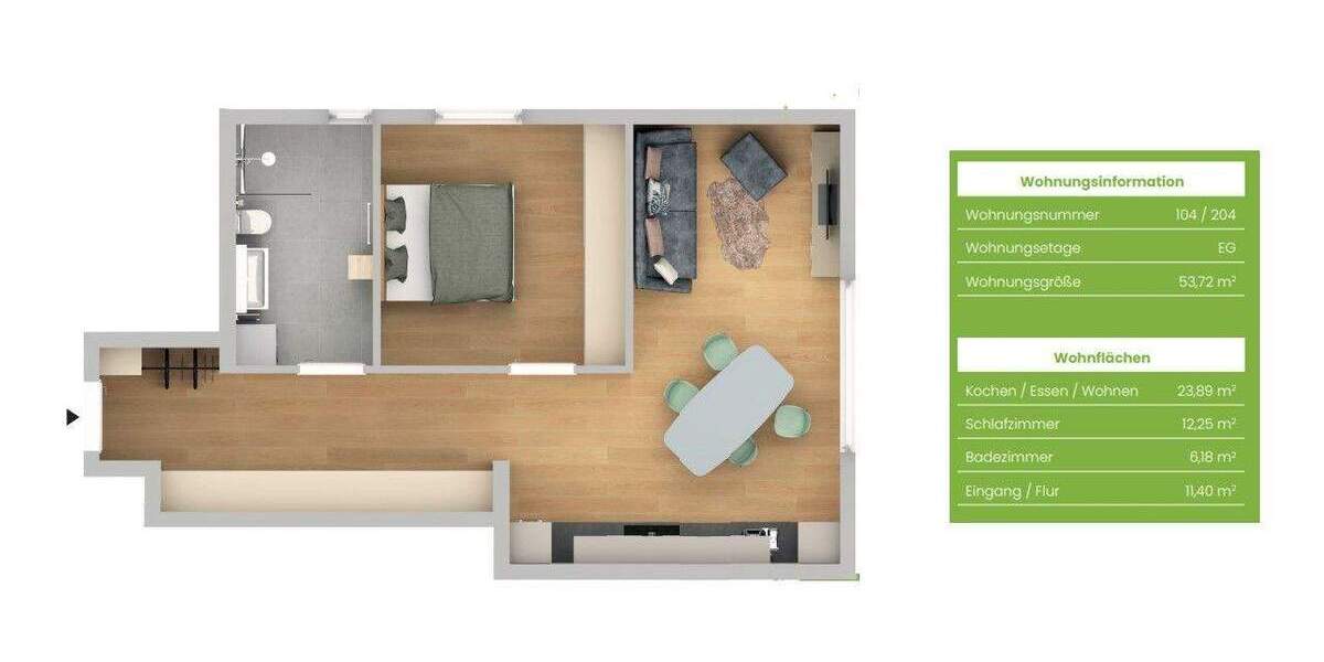 Etagenwohnung Burgthann Heinleinshof - 2 Zimmer, 53 m&sup2;, 257.856&euro; | Angebot:25836254