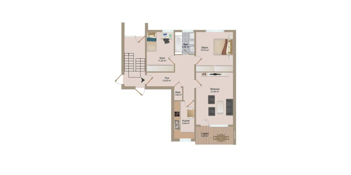 Etagenwohnung Herzogenaurach - 3 Zimmer, 79 m&sup2;, 245.000&euro; | Angebot:25704499