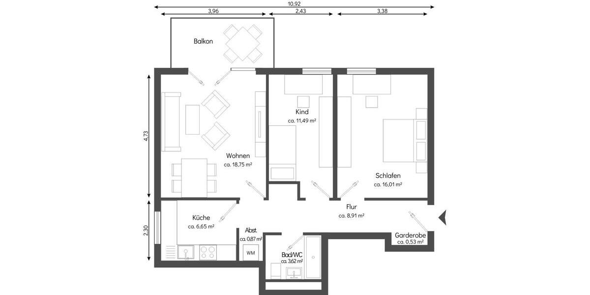 Hochparterre Nürnberg Erlenstegen - 3 Zimmer, 70 m&sup2;, 299.000&euro; | Angebot:25986516