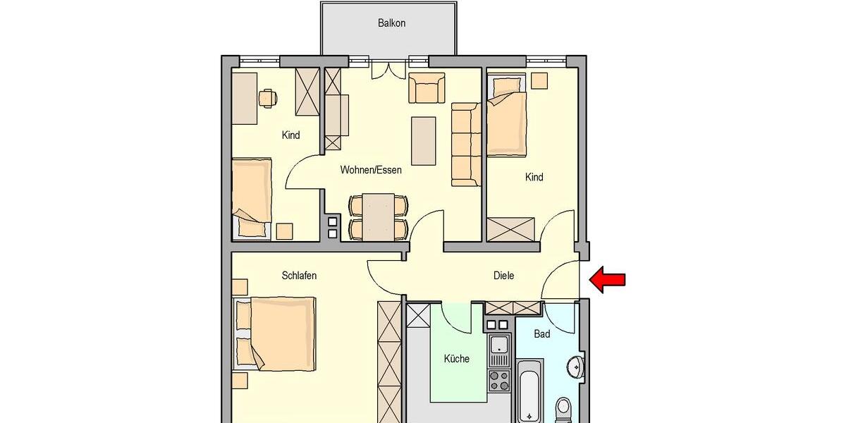 Etagenwohnung Nürnberg Hasenbuck - 4 Zimmer, 73 m&sup2;, 900&euro; | Angebot:25887610