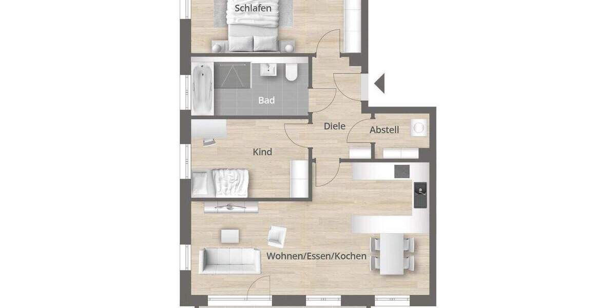 Etagenwohnung Erlangen Burgberg - 3 Zimmer, 80 m&sup2;, 535.000&euro; | Angebot:25671176