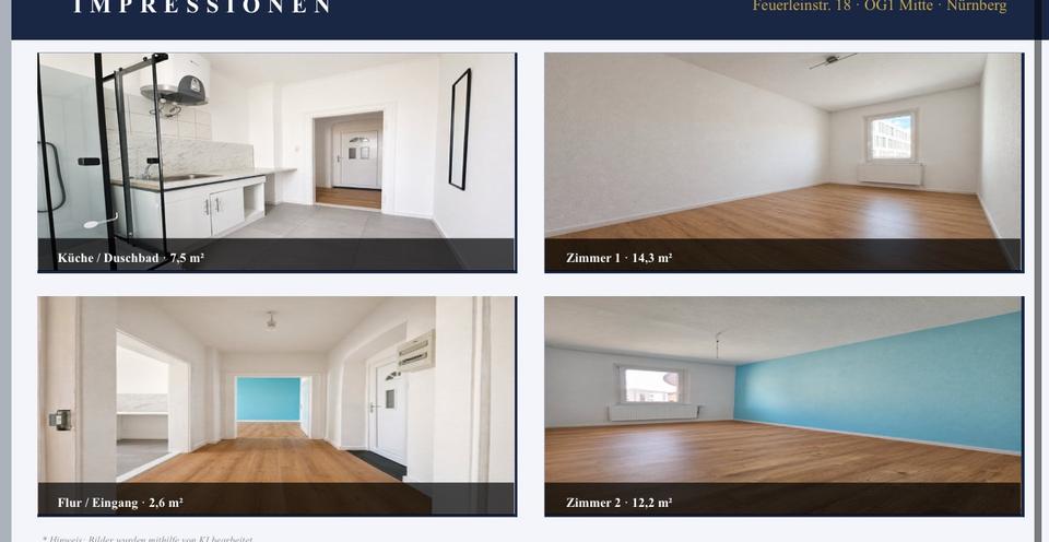 Etagenwohnung Nürnberg Eberhardshof - 2 Zimmer, 37 m&sup2;, 519&euro; | Angebot:26484000