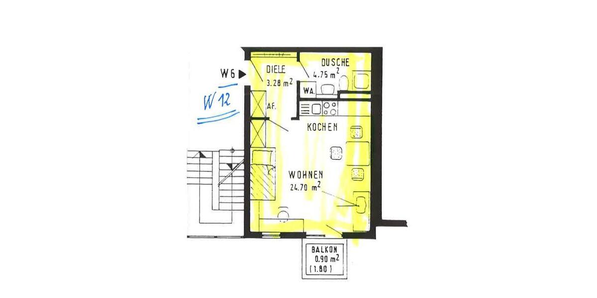 Etagenwohnung Nürnberg Eberhardshof - 1 Zimmer, 34 m&sup2;, 550&euro; | Angebot:26544064