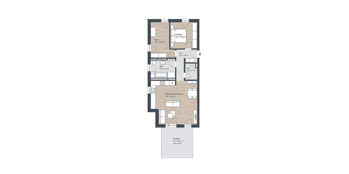 Terrassenwohnung Röthenbach an der Pegnitz Röthenbach - 3 Zimmer, 82 m&sup2;, 473.768&euro; | Angebot:26657676