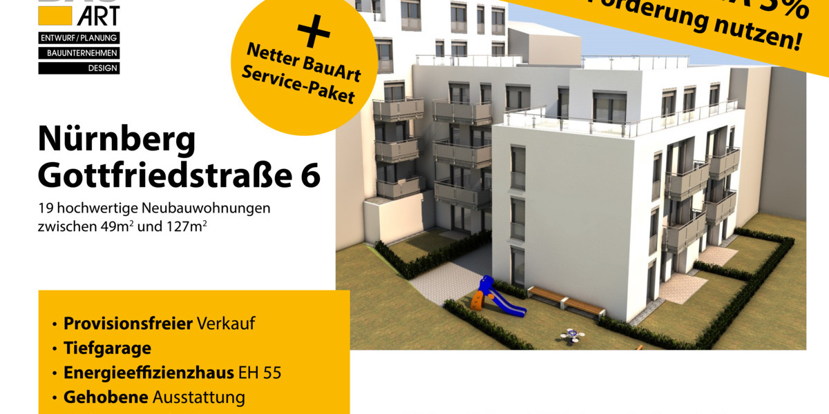 Etagenwohnung Nürnberg St Peter - 2 Zimmer, 75 m&sup2;, 486.500&euro; | Angebot:25696155