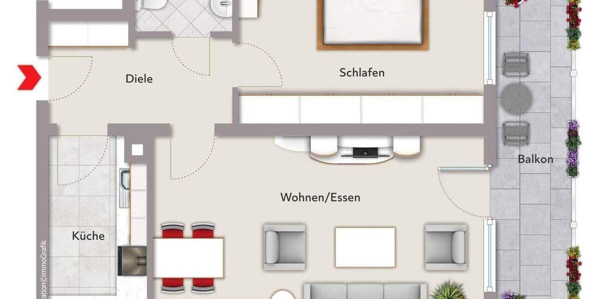 Etagenwohnung Erlangen Bruck - 2 Zimmer, 56 m&sup2;, 198.000&euro; | Angebot:25771965