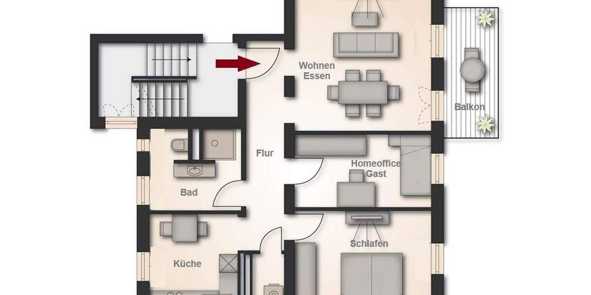 Etagenwohnung Nürnberg Loher Moos - 3 Zimmer, 78 m&sup2;, 1.300&euro; | Angebot:25745648