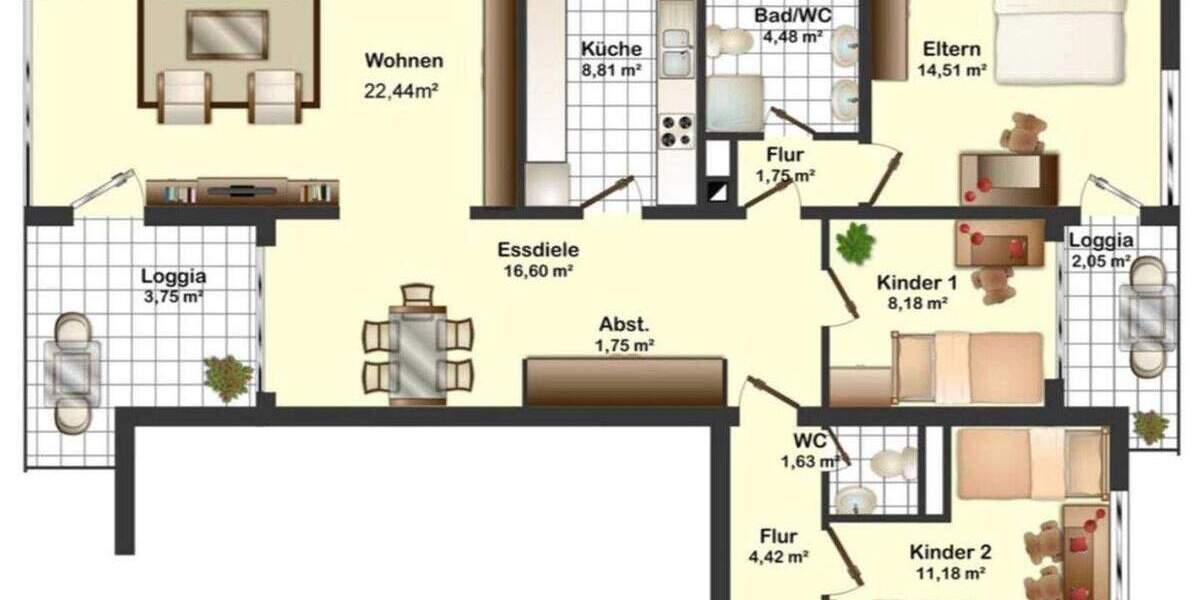 Etagenwohnung Nürnberg Schweinau - 4 Zimmer, 98 m&sup2;, 379.000&euro; | Angebot:25835771