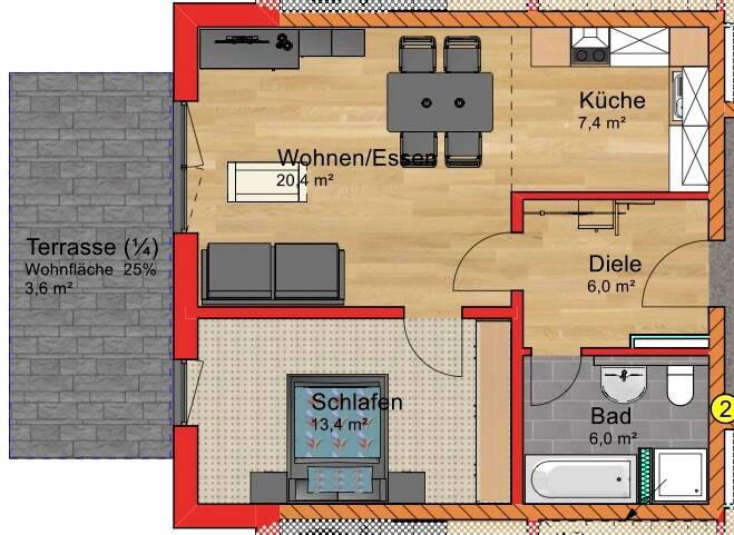 Etagenwohnung Schnaittach - 2 Zimmer, 56 m&sup2;, 249.700&euro; | Angebot:25698497